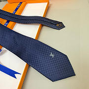 Fortok Louis Vuitton Silk Micro Damier Tie Navy Blue  - 4
