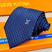 Fortok Louis Vuitton Silk Micro Damier Tie Navy Blue  - 3
