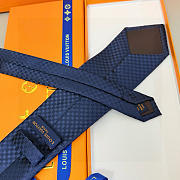 Fortok Louis Vuitton Silk Micro Damier Tie Navy Blue  - 2