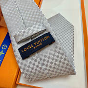 Fortok Louis Vuitton Silk Micro Damier Tie White  - 5