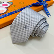 Fortok Louis Vuitton Silk Micro Damier Tie White  - 3