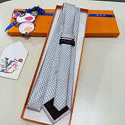 Fortok Louis Vuitton Silk Micro Damier Tie White  - 2