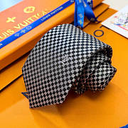 Fortok Louis Vuitton Silk Micro Damier Tie Black And White - 3