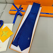 Fortok Louis Vuitton Silk Micro Damier Tie Blue  - 1