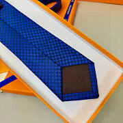 Fortok Louis Vuitton Silk Micro Damier Tie Blue  - 6