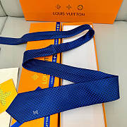 Fortok Louis Vuitton Silk Micro Damier Tie Blue  - 5