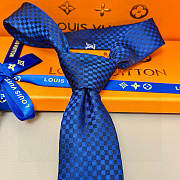 Fortok Louis Vuitton Silk Micro Damier Tie Blue  - 4