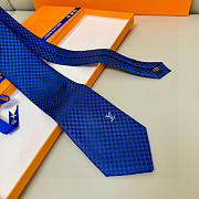 Fortok Louis Vuitton Silk Micro Damier Tie Blue  - 3