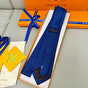 Fortok Louis Vuitton Silk Micro Damier Tie Blue  - 2