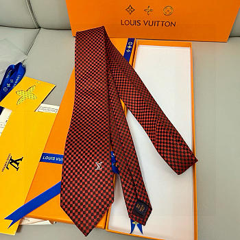 Fortok Louis Vuitton Silk Micro Damier Tie Red