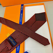 Fortok Louis Vuitton Silk Micro Damier Tie Red - 6