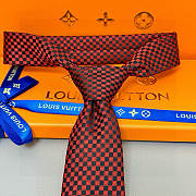 Fortok Louis Vuitton Silk Micro Damier Tie Red - 5