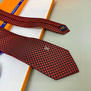 Fortok Louis Vuitton Silk Micro Damier Tie Red - 4
