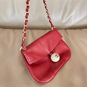 Fortok Chanel Vintage Lambskin Coco Ball Fold Over Bag in red 23cm - 4