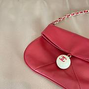 Fortok Chanel Vintage Lambskin Coco Ball Fold Over Bag in red 23cm - 2