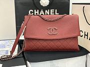 Fortok Chanel Handbag Leather in Red 32 x 7.5 x 19CM - 4
