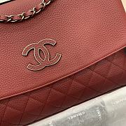 Fortok Chanel Handbag Leather in Red 32 x 7.5 x 19CM - 6