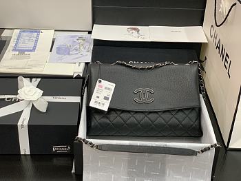 Fortok Chanel Handbag Leather in Black 32 x 7.5 x 19CM