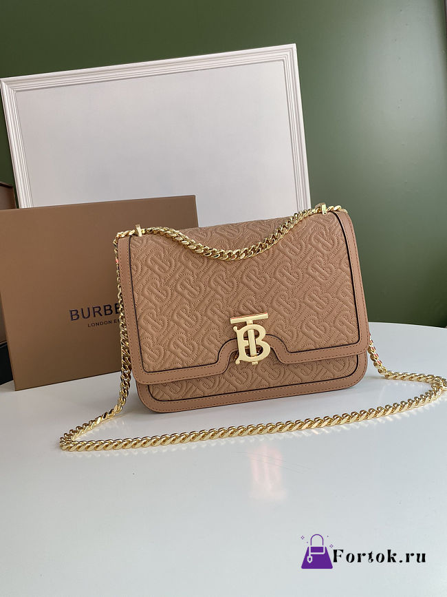 Fortok Burberry Quilted Monogram Lambskin TB Bag Brown 25.5 - 6.5 - 18.5 cm - 1