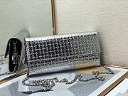 Fortok Dior Lady Dior Croisiere Chain Wallet in metallic perforated calfskin leather Silver 21cm - 1
