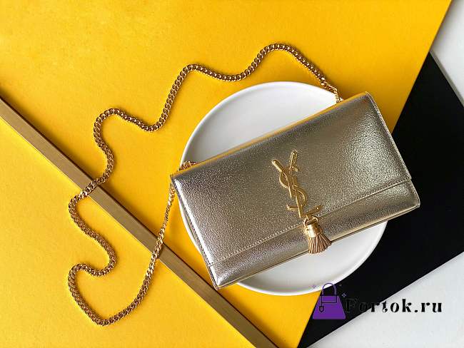 Fortok Saint Laurent YSL Kate Tassel Chain Wallet Gold 24x14.5x5.5cm - 1