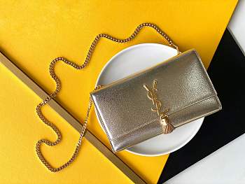 Fortok Saint Laurent YSL Kate Tassel Chain Wallet Gold 24x14.5x5.5cm