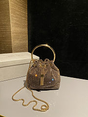 Fortok Micro Bon Bon Champagne Crystal Mesh Mini Bag Gold 16 x 16 x 9cm - 1