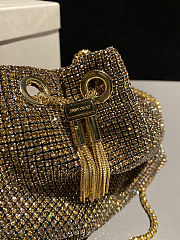 Fortok Micro Bon Bon Champagne Crystal Mesh Mini Bag Gold 16 x 16 x 9cm - 6