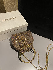 Fortok Micro Bon Bon Champagne Crystal Mesh Mini Bag Gold 16 x 16 x 9cm - 5