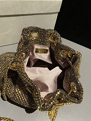 Fortok Micro Bon Bon Champagne Crystal Mesh Mini Bag Gold 16 x 16 x 9cm - 4