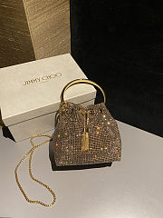 Fortok Micro Bon Bon Champagne Crystal Mesh Mini Bag Gold 16 x 16 x 9cm - 2