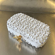 Fortok Bottega Veneta White Metallic Knot Leather Clutch Bag 19x11.5x5cm - 2