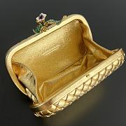 Fortok Bottega Veneta Intreccio Flower Knotted Minaudière in Gold 20x12x5.5cm - 2