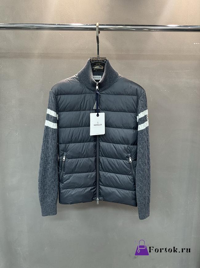 Fortok Moncler Padded Wool Zip-Up Cardigan Grey - 1