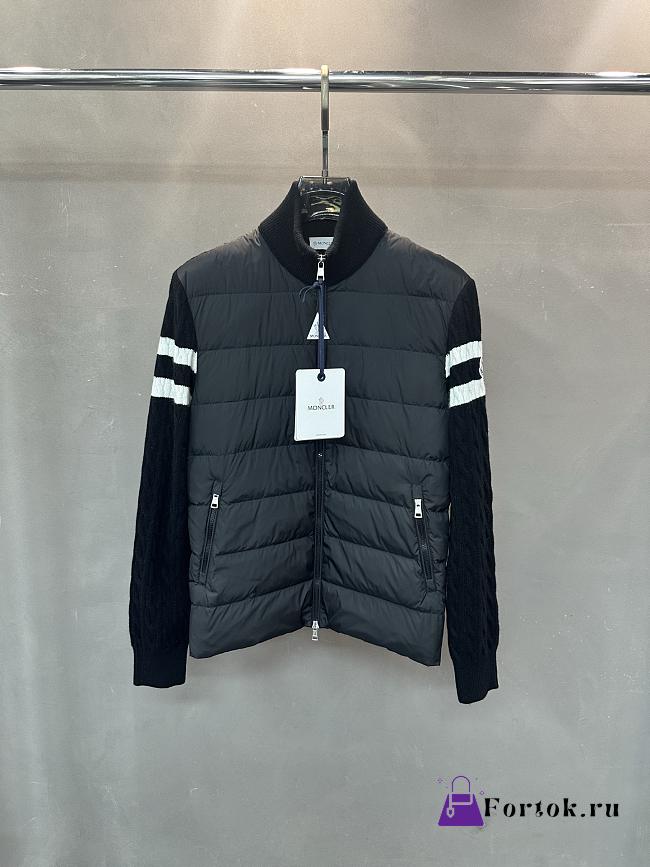 Fortok Moncler Padded Wool Zip-Up Cardigan Black - 1