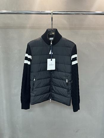 Fortok Moncler Padded Wool Zip-Up Cardigan Black