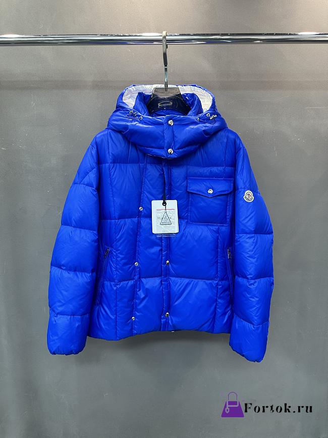 Fortok Moncler blue padded hooded coat with a flap pocket - 1