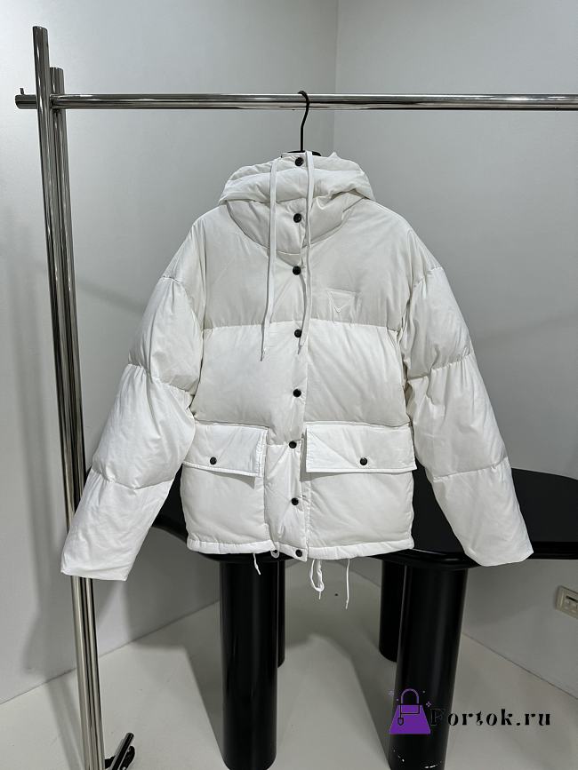 Fortok Prada Hood Padding Jacket White - 1