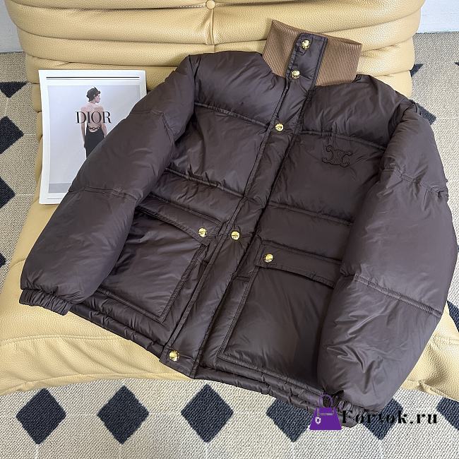 Fortok Celine Triomphe Soft Down Jacket Brown - 1