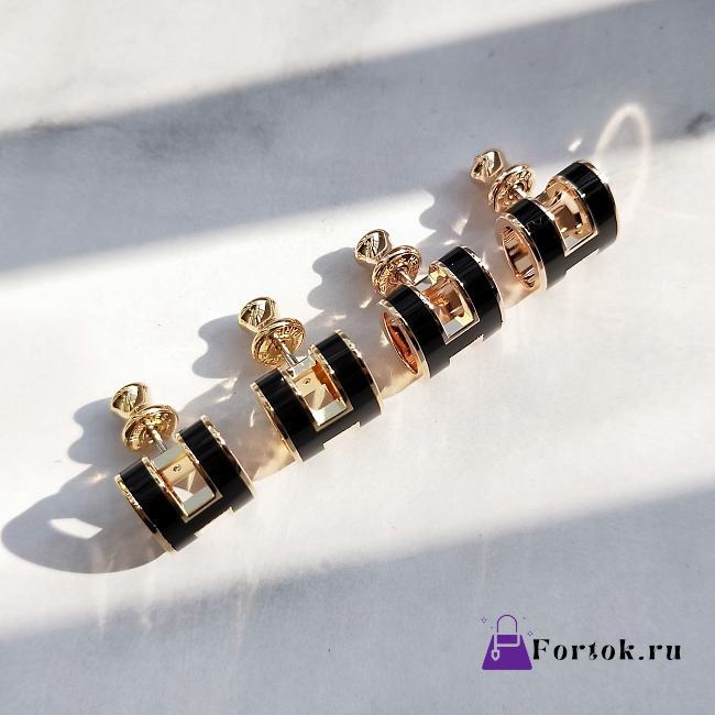 Fortok Hermes H Earrings Black - 1