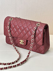 Fortok Chanel Flap Bag Caviar Burgundy Medium 25.5cm x 15.5cm x 6.5cm - 6