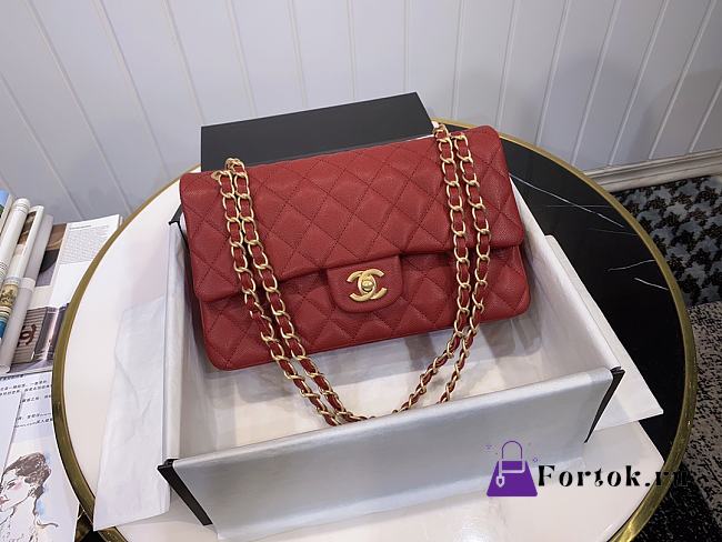 Fortok Chanel Flap Bag Caviar Red 25cm - 1