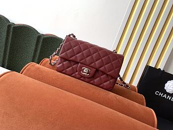 Fortok Chanel Flap Bag Caviar Burgundy 20x12x6.5cm