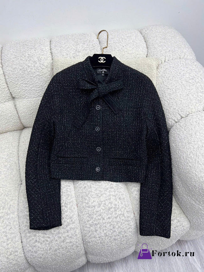 Fortok Chanel Bow Black Tweed Jacket - 1