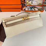 Fortok Hermes Kelly Cut Clutch Epsom Leather White Cream 31cm - 1