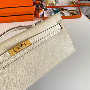 Fortok Hermes Kelly Cut Clutch Epsom Leather White Cream 31cm - 2