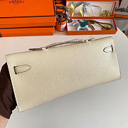 Fortok Hermes Kelly Cut Clutch Epsom Leather White Cream 31cm - 4