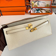 Fortok Hermes Kelly Cut Clutch Epsom Leather White Cream 31cm - 5