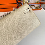 Fortok Hermes Kelly Cut Clutch Epsom Leather White Cream 31cm - 6
