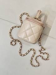 Fortok Chanel Vanity Case Bag With Chain in Beige Mini Bag 10×7×9cm - 4